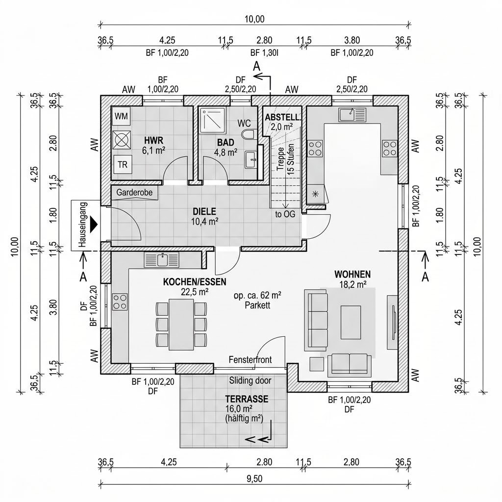 Stadtvilla Stadthaus Zelt 118 von Albert Haus mit Zeltdach — 118 m²