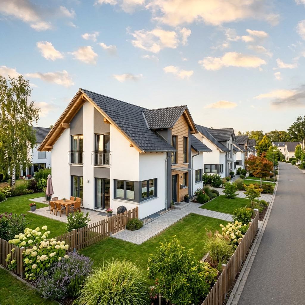 Reihenhaus Reihenendhaus RowLine R136 von allkauf haus mit Satteldach und 136 m² Wohnfläche