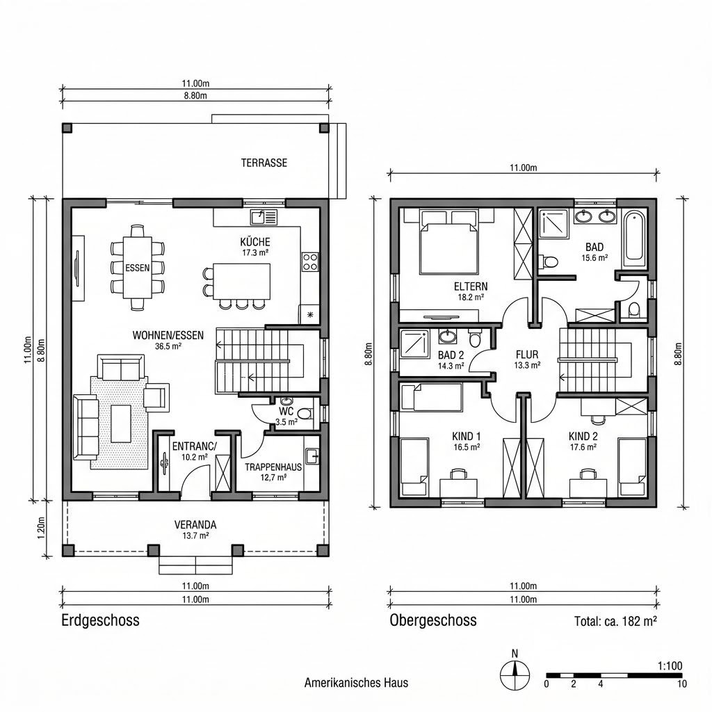 Amerikanisches Haus Charleston 182 von Bostonhaus — Massivhaus mit rund 182 m²