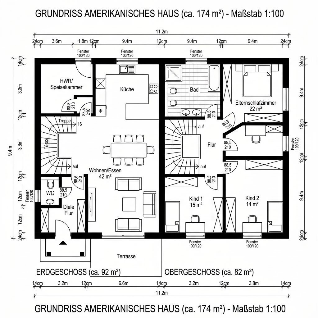 Amerikanisches Haus Providence 174 von Bostonhaus — Massivhaus mit rund 174 m²