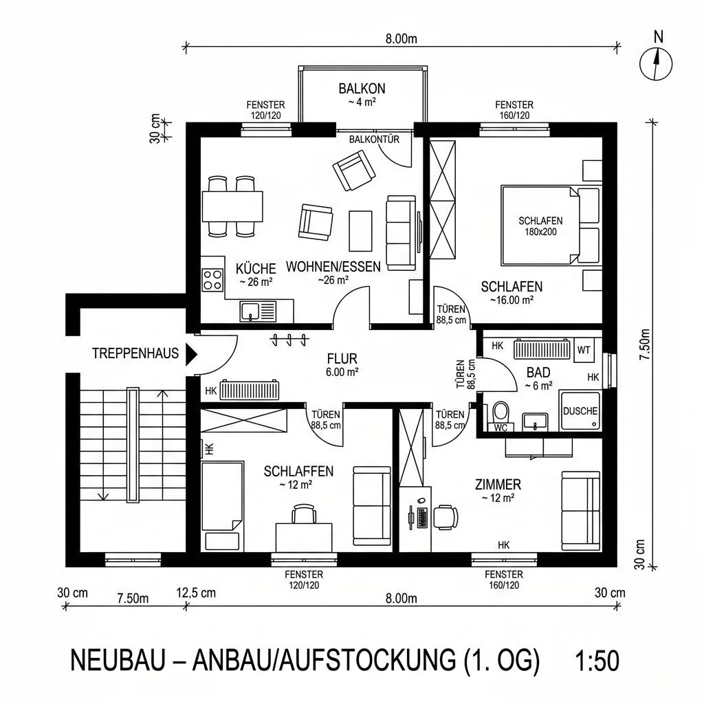 Anbau / Aufstockung COMMOD Aufstockung Modul 60 von Commod-Haus — Modulhaus mit rund 60 m²