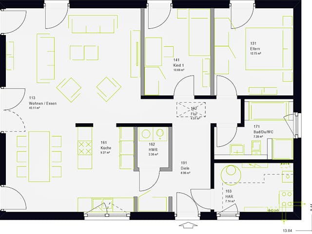 Grundriss ComfortStyle 10.01 W – 103 m² Einfamilienhaus mit 4 Zimmern