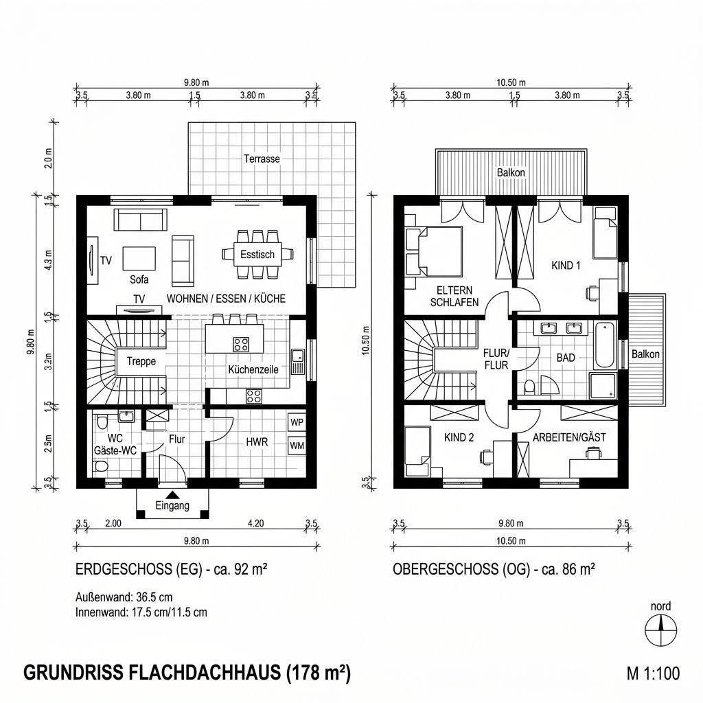 Grundriss Haus Grünwald von Baufritz — 178 m², 5 Zimmer