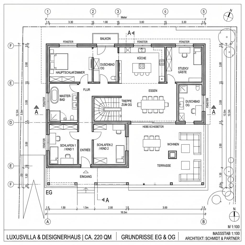 Luxusvilla & Designerhaus Haus Vogt von Baufritz — Fertighaus mit rund 220 m²