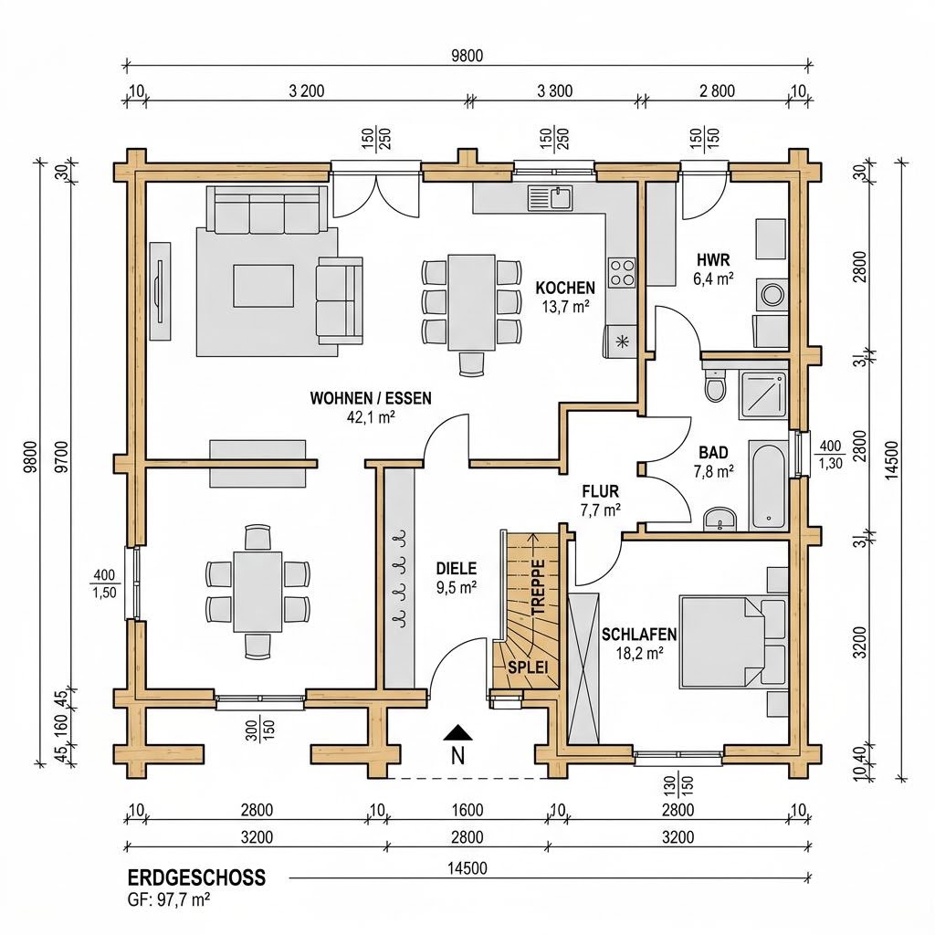 Holzhaus Kubus 142 von Baufritz — kubisches Holzrahmenhaus mit Flachdach und 142 m²