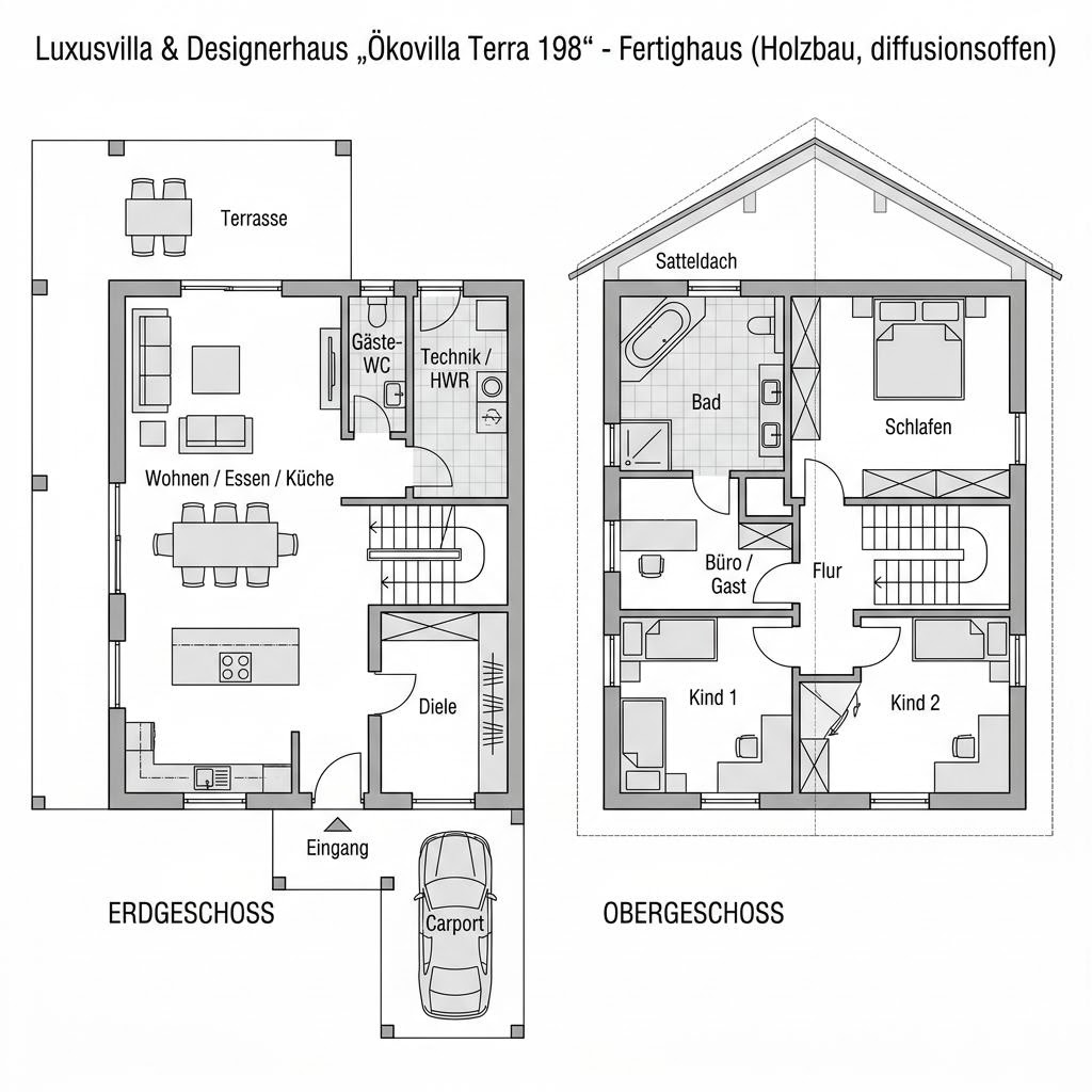 Grundriss Ökovilla Terra 198 von Baufritz
