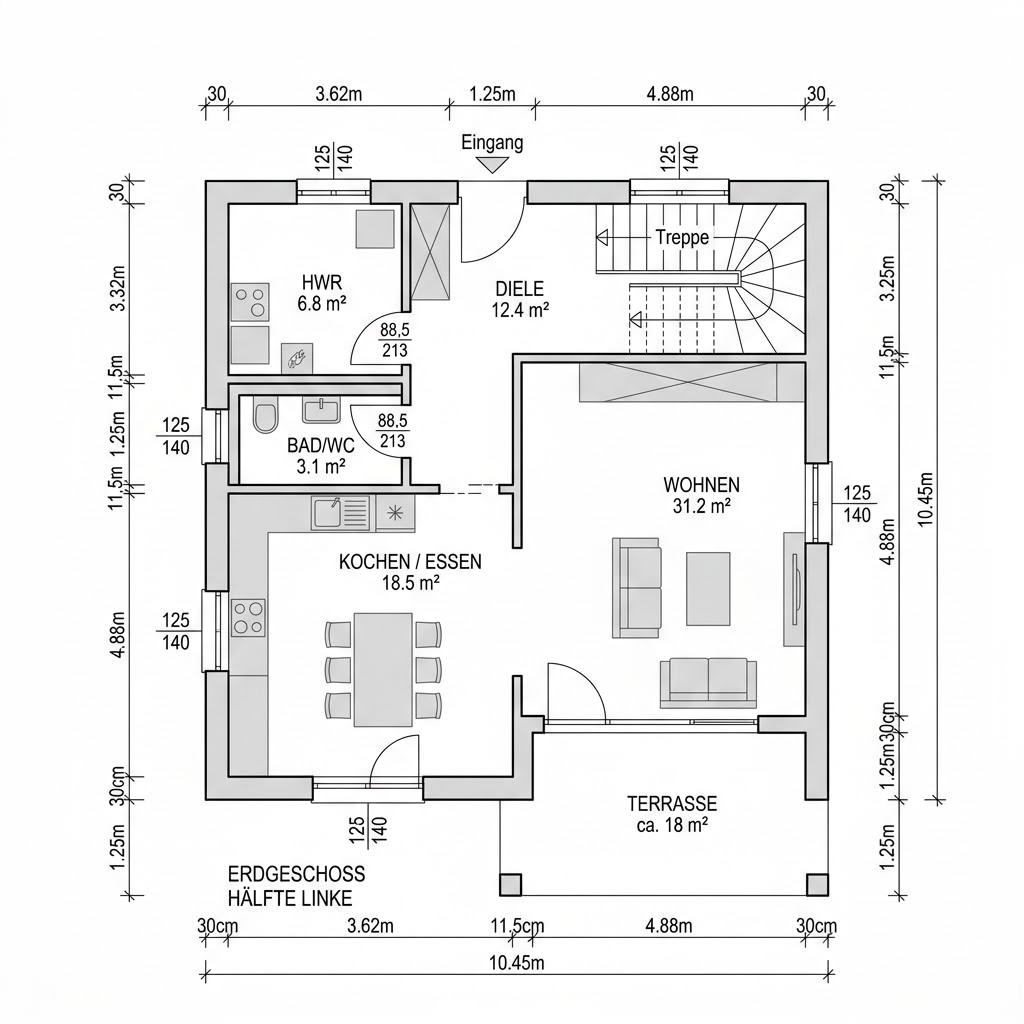 Grundriss Doppelhaus Celebration 122 von Bien-Zenker — 122 m², 4 Zimmer