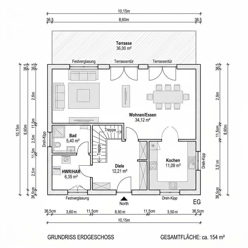 Stadtvilla Evolution Walm 154 von Bien-Zenker mit Walmdach — 154 m²