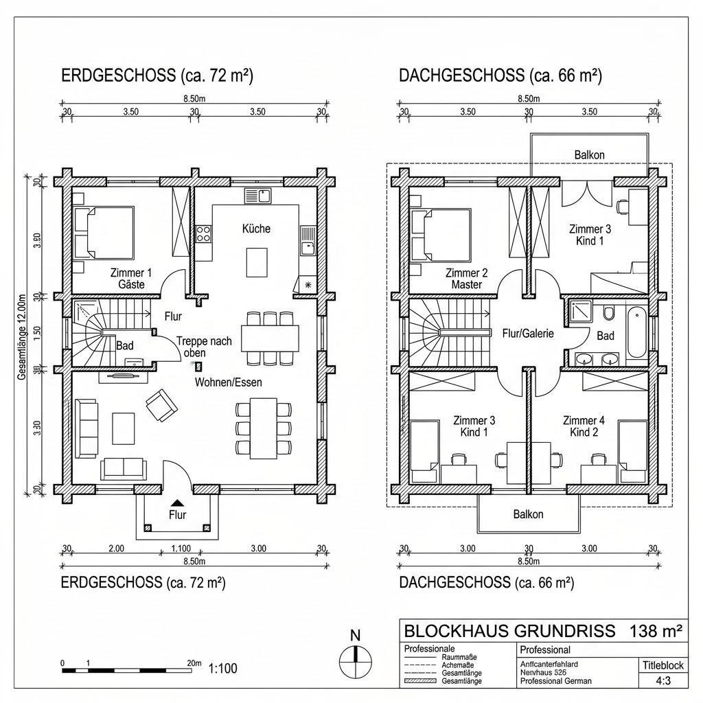 Blockhaus Blockhaus Geestland 138 von Fuhrberger Fachwerkhaus — Blockhaus in Massivholz mit rund 138 m²