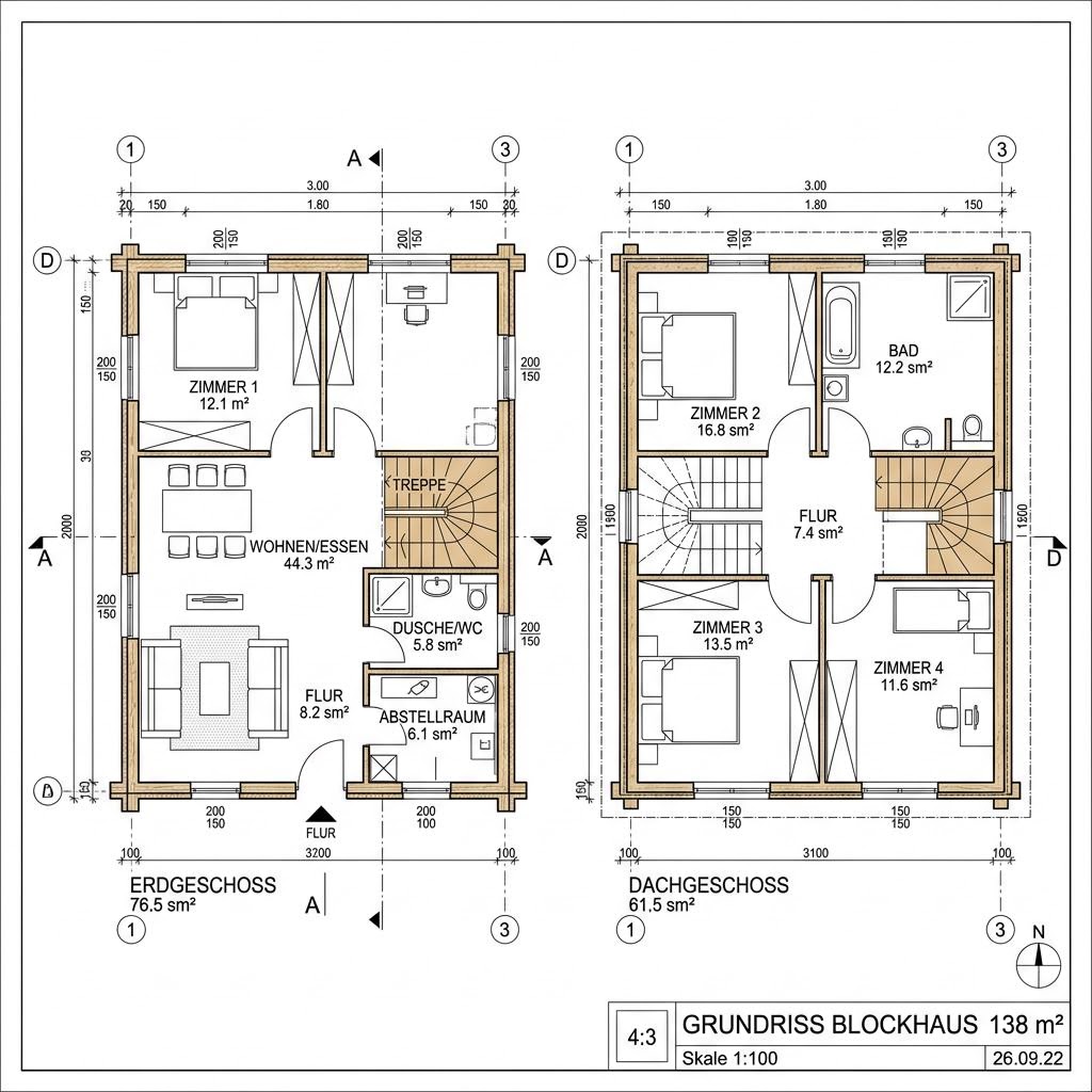 Blockhaus Odenwald 138 von Fullwood Wohnblockhaus — Blockhaus aus Blockbohlen mit rund 138 m²