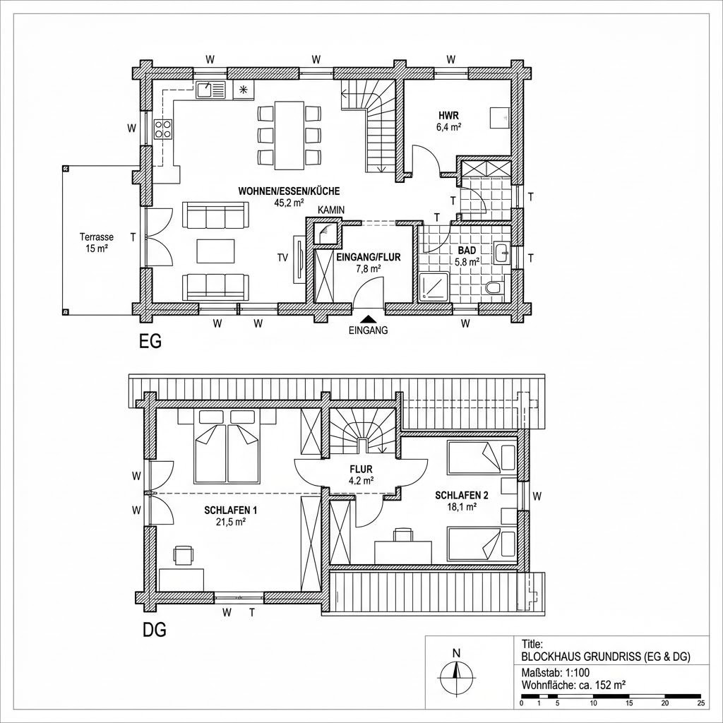 Blockhaus Casa Blockhaus 152 von Rubner Haus — Blockhaus mit rund 152 m²