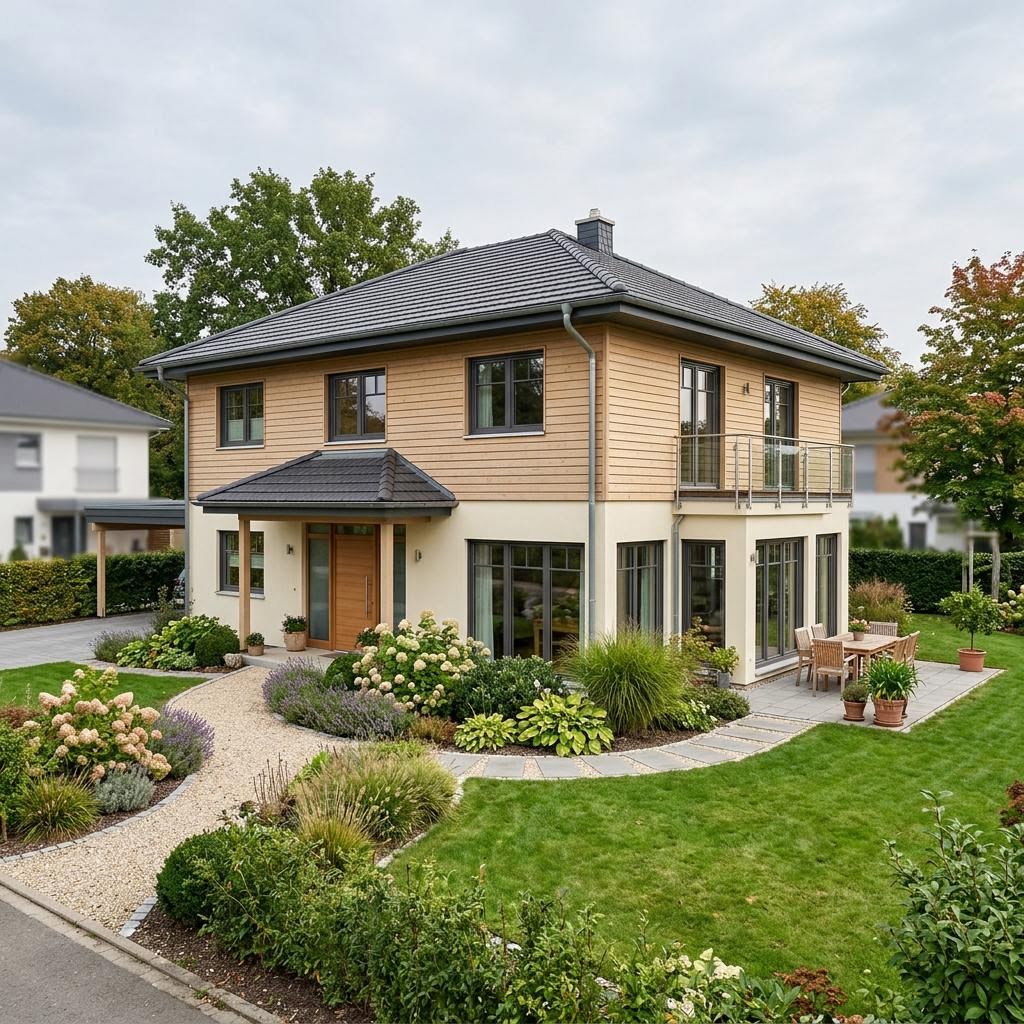 Amerikanisches Haus Albany 200 von Bostonhaus mit Veranda und Doppelgarage