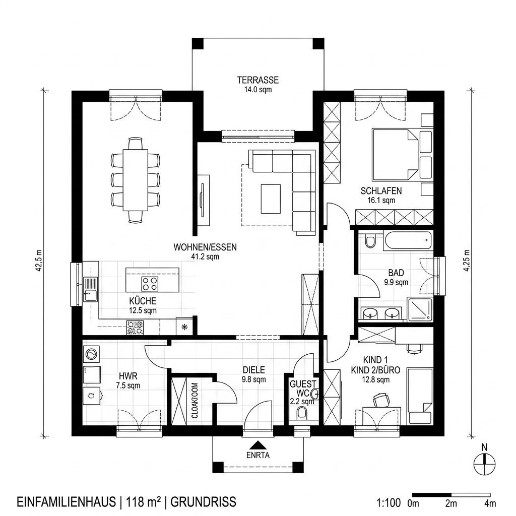 Grundriss Bungalow VIO 118 von FingerHaus