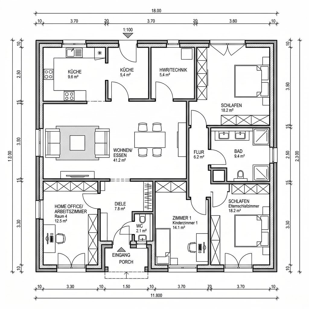Grundriss Bungalow 118 Grundriss Bungalow 118 von Genböck Haus