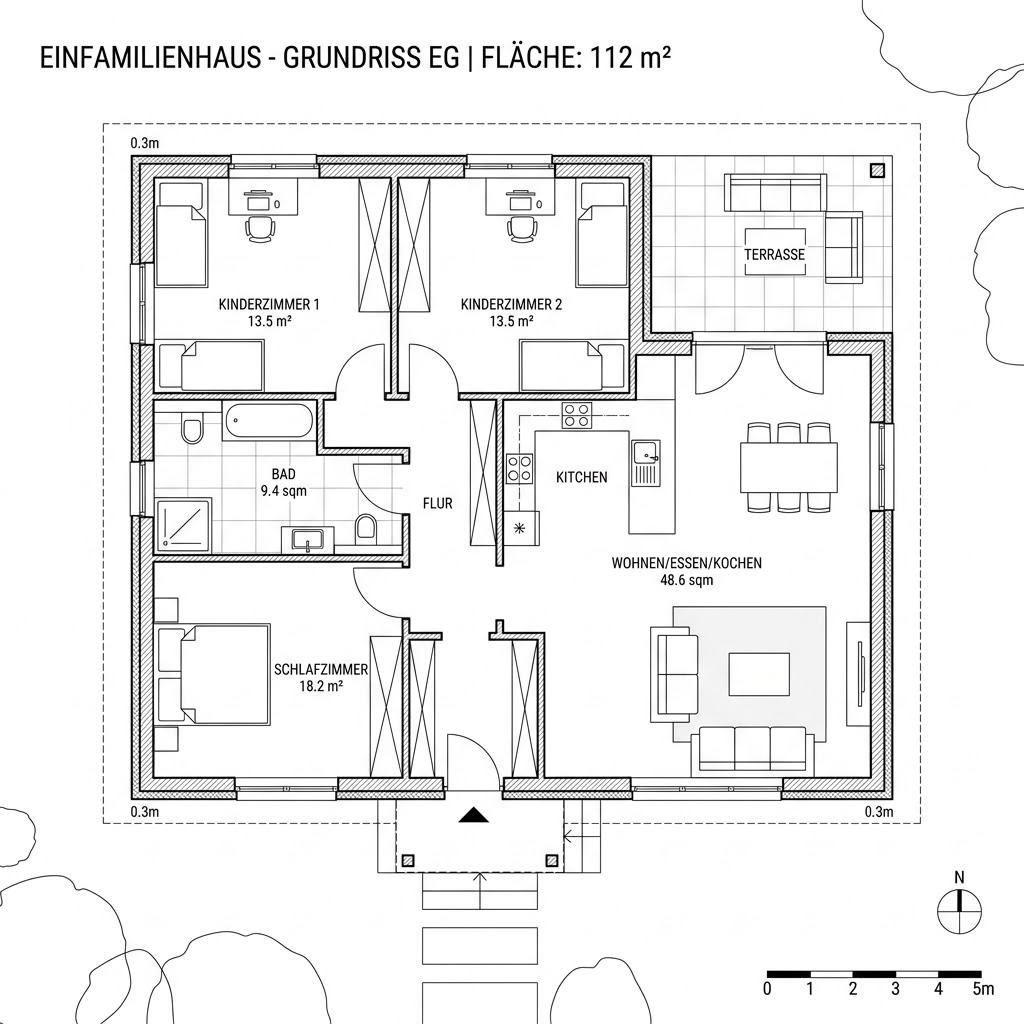 Grundriss Solitär Bungalow 112 Grundriss Solitär Bungalow 112 von Keitel-Haus