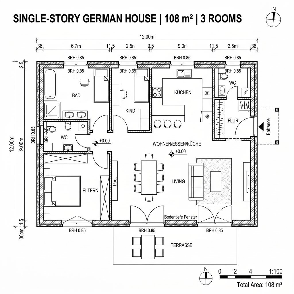 Grundriss Casa Bungalow 108 Grundriss Casa Bungalow 108 von Rubner Haus
