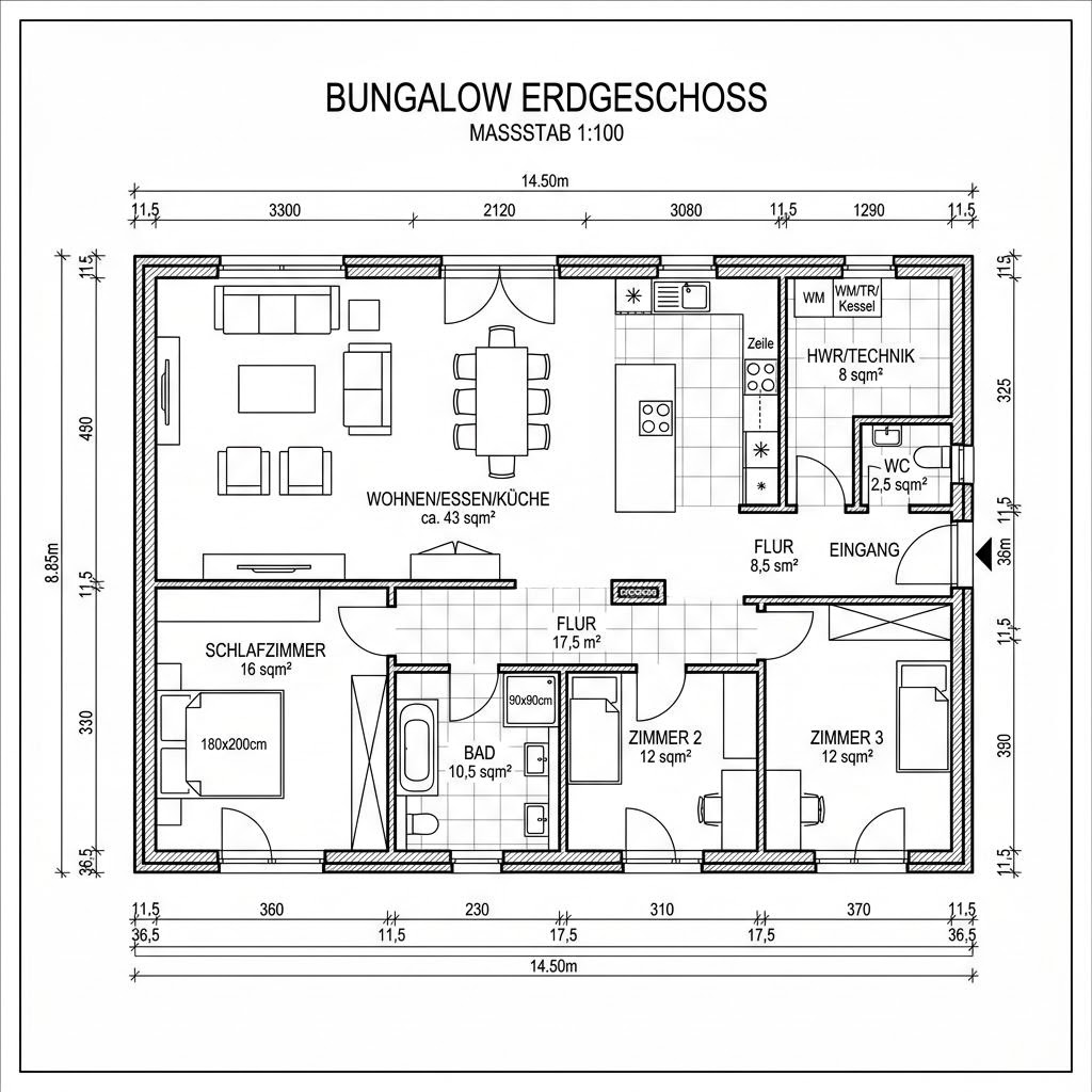 Grundriss Casa Bungalow 128 Grundriss Casa Bungalow 128 von Rubner Haus