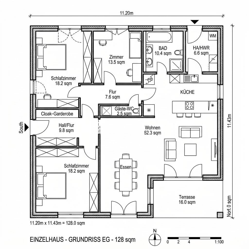 Grundriss Bungalow Generation 128 von WeberHaus