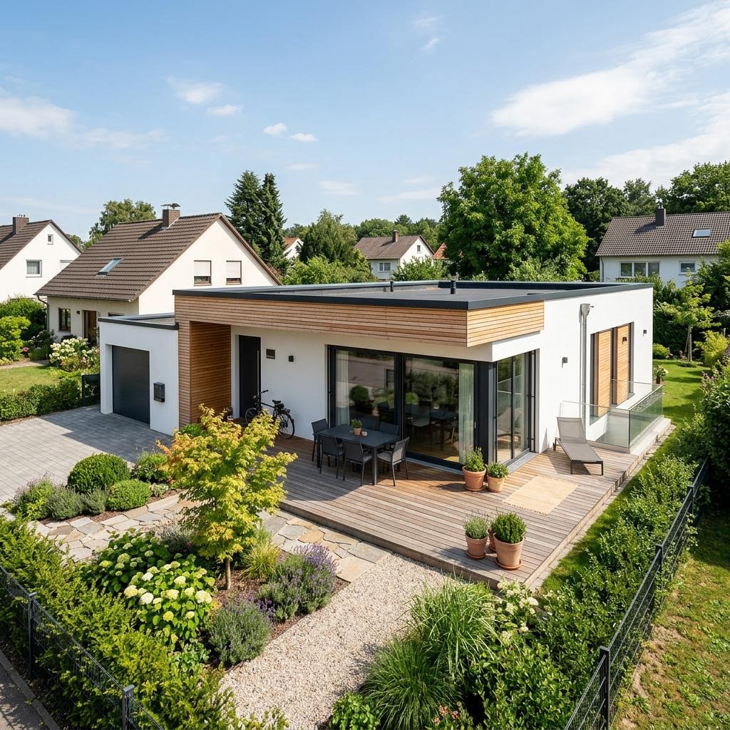 Bungalow Option von WeberHaus — kompakter Flachdach-Bungalow mit 53 m²
