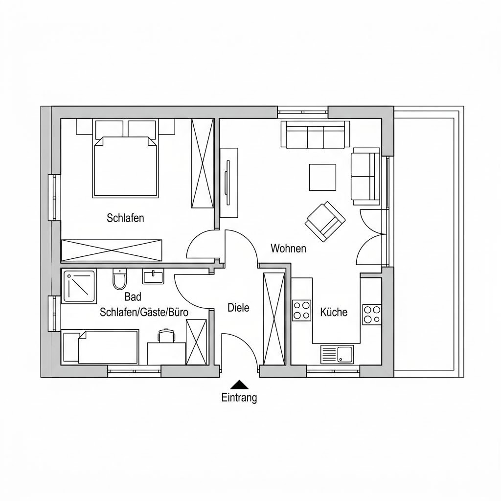 Aufstockung Aufstockung Modul 52 von Commod-Haus — kreislauffähiges Holzmodul zur Dachaufstockung mit Flachdach und 52 m²