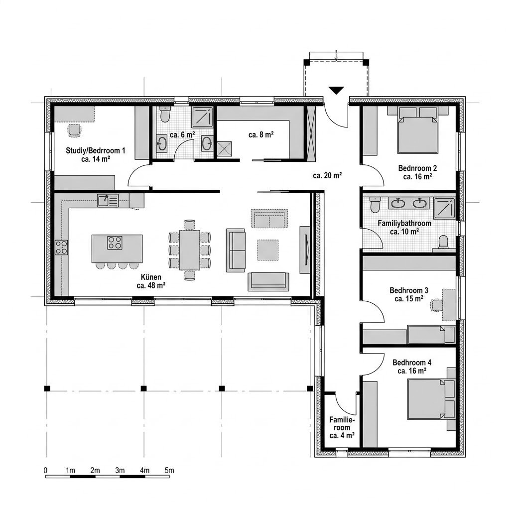Grundriss Wohncontainer W8 von Conliving — 173 m², 8 Zimmer