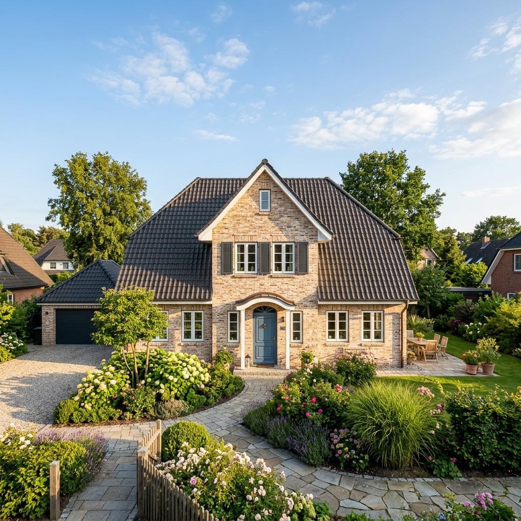 Priel 172 von Dammann-Haus Friesenhaus Priel von Dammann-Haus mit hellem Klinker und Sprossenfenstern
