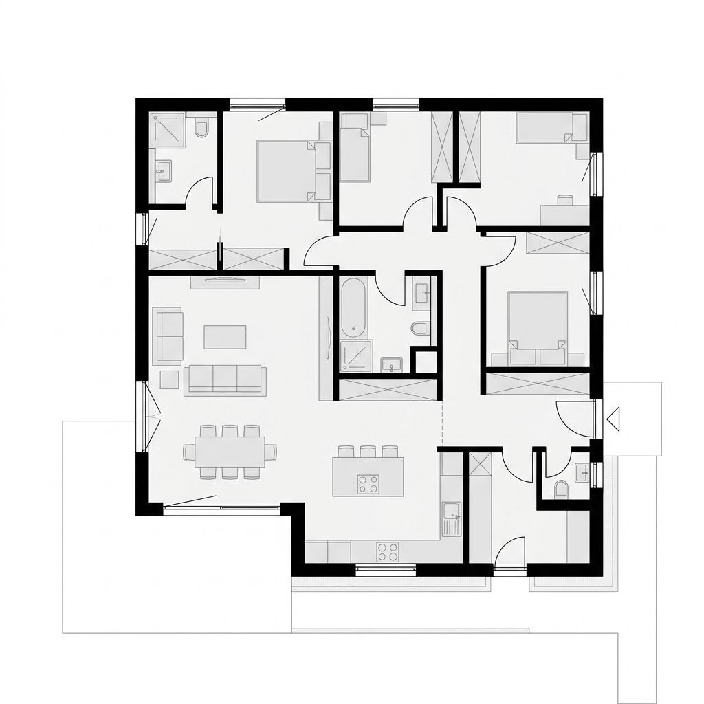 Grundriss Bungalow Dänholm 130 von Danhaus Deutschland