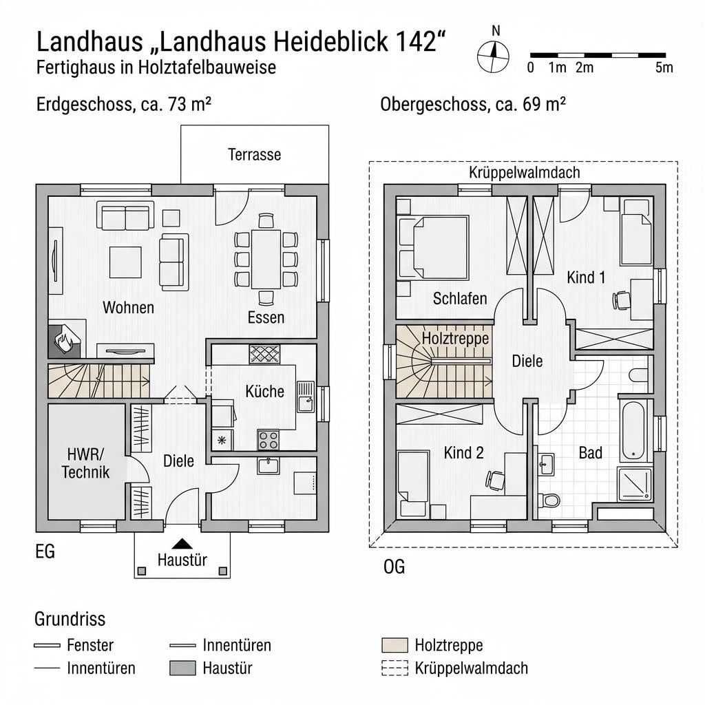 Grundriss Landhaus Heideblick 142 von Danhaus Deutschland
