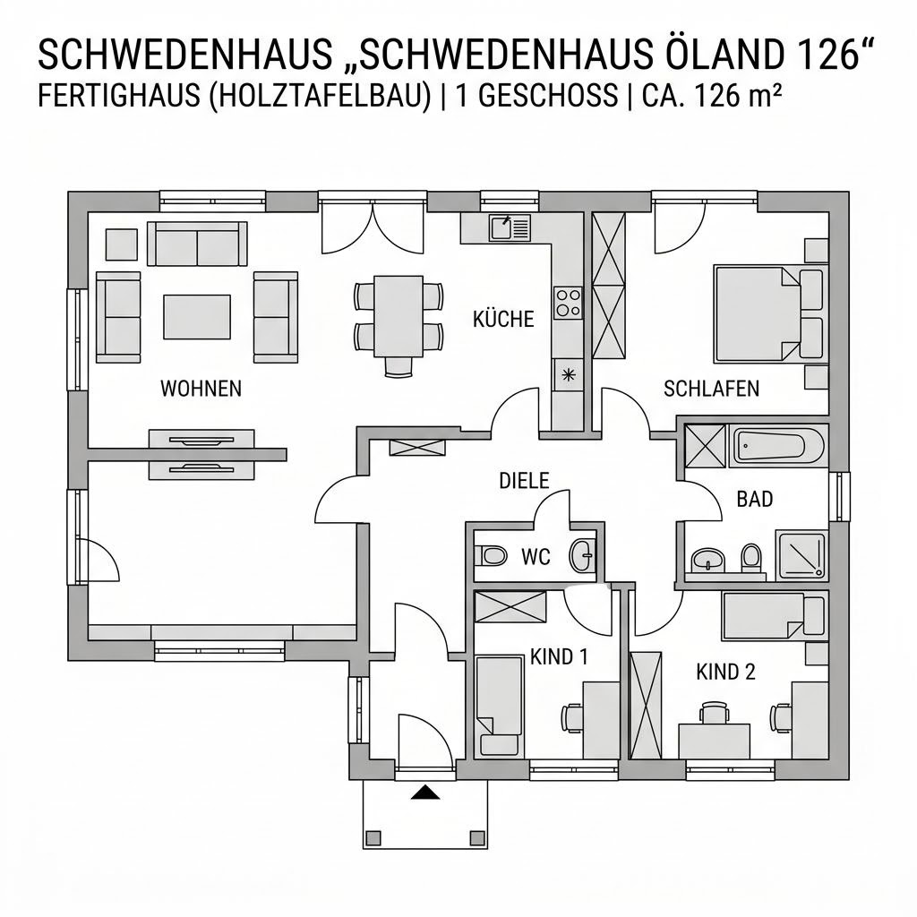 Grundriss Schwedenhaus Öland 126 von Danhaus Deutschland