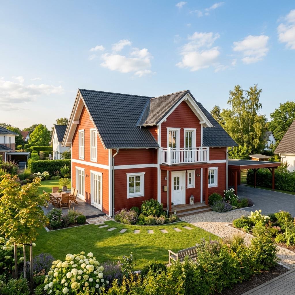 Schwedenhaus Västerås 130 von danhaus Kompaktes Schwedenhaus Västerås 130 von danhaus mit Holzfassade und Satteldach