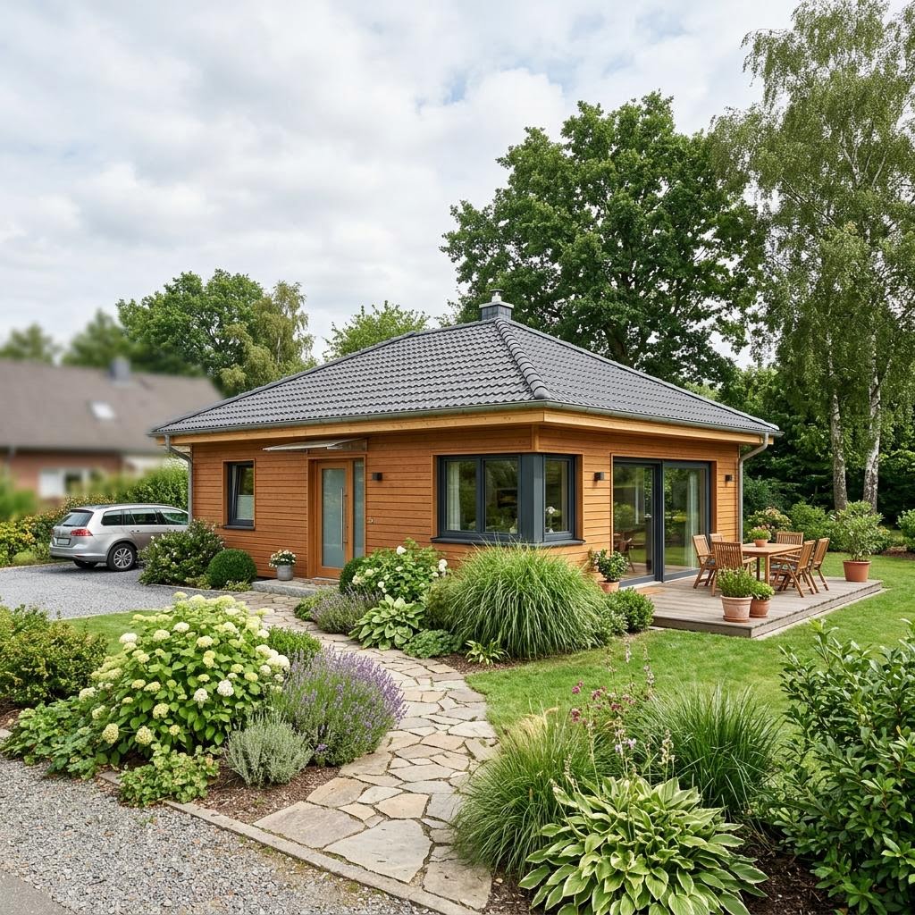 Solskin 60 von Danhaus Deutschland Ferienhaus Solskin 60 von Danhaus Deutschland als nordischer Bungalow mit Walmdach und Photovoltaik