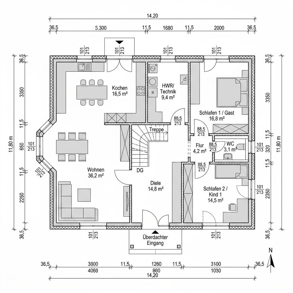 Grundriss Landhaus Point 146 von Danwood