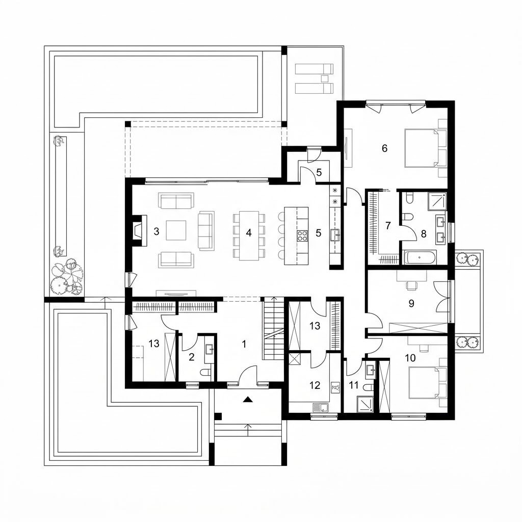 Grundriss Country Living – 185 m² Luxusvilla & Designerhaus mit 5 Zimmern