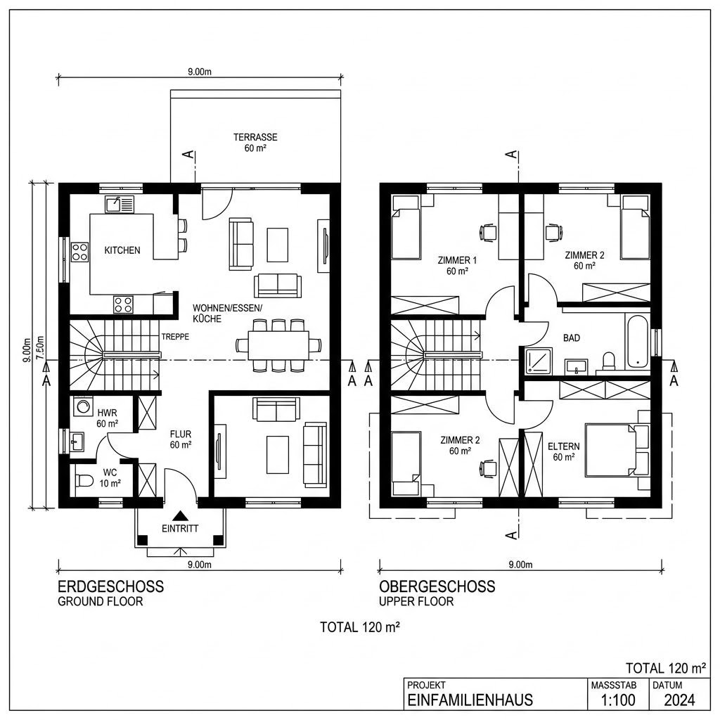 Grundriss Doppelhaus VIO 120 von FingerHaus — 120 m², 4 Zimmer