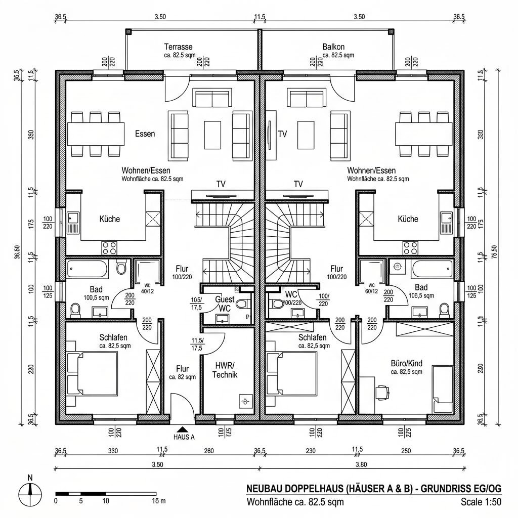 Grundriss TREND 165 Doppelhaus Grundriss TREND 165 Doppelhaus von Hartl Haus