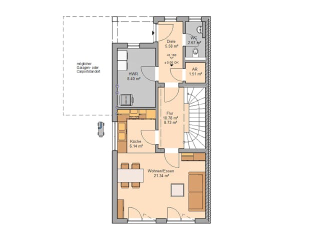Grundriss Doppelhaus Linus – 110 m² Doppelhaus mit 4 Zimmern