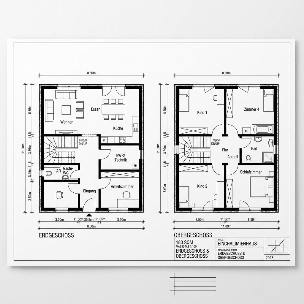 Grundriss Homestory Doppelhaus 180 von LEHNER HAUS — 180 m², 8 Zimmer