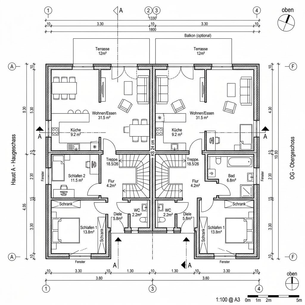 Grundriss TwinStyle 14.02 S von Living Fertighaus