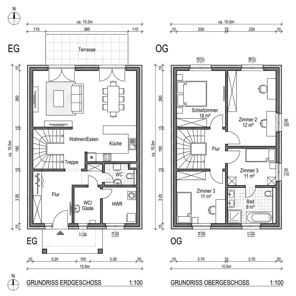 Grundriss Twin SH 122 von ScanHaus Marlow
