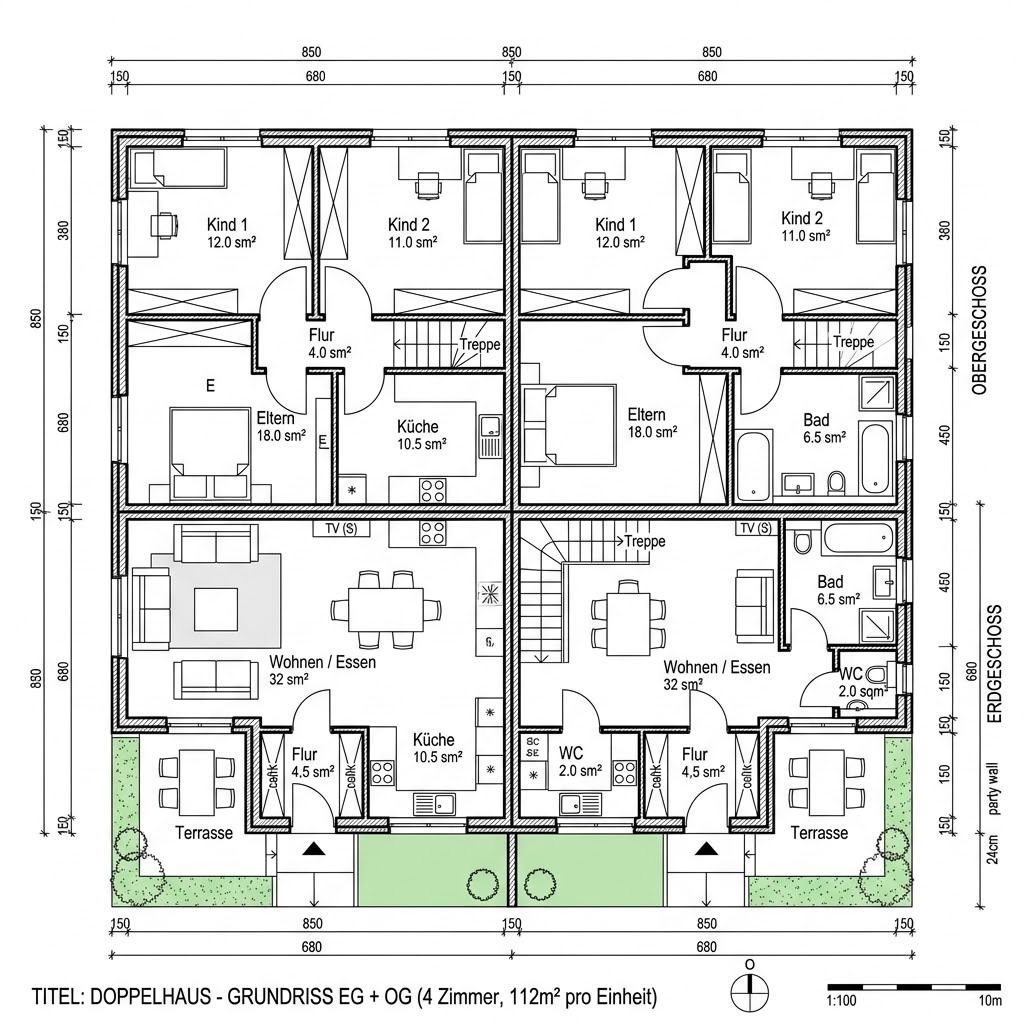 Grundriss Duplex D112 Grundriss Duplex D112 von Vario-Haus - Deutschland