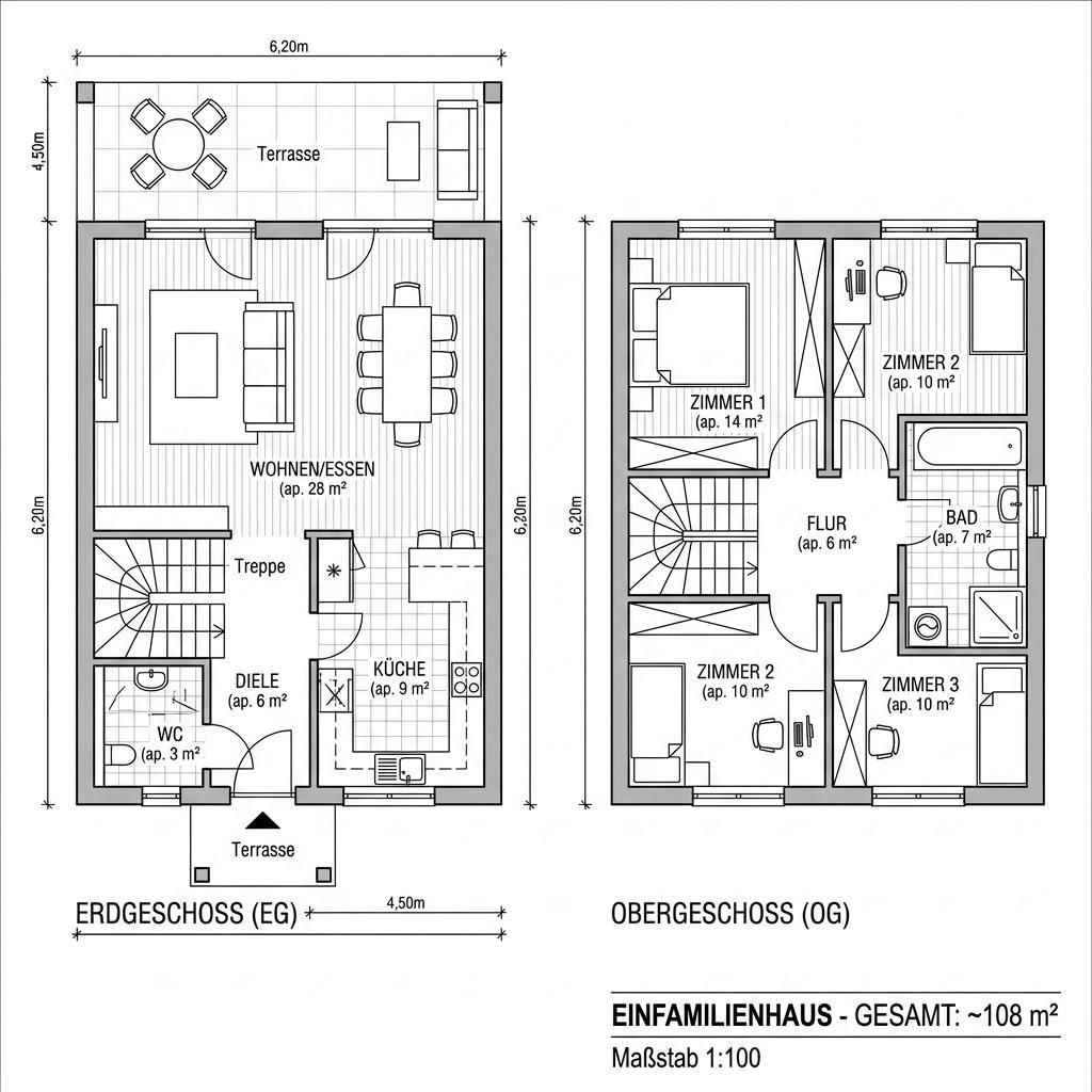 Grundriss Starthaus 108 Grundriss Starthaus 108 von allkauf haus