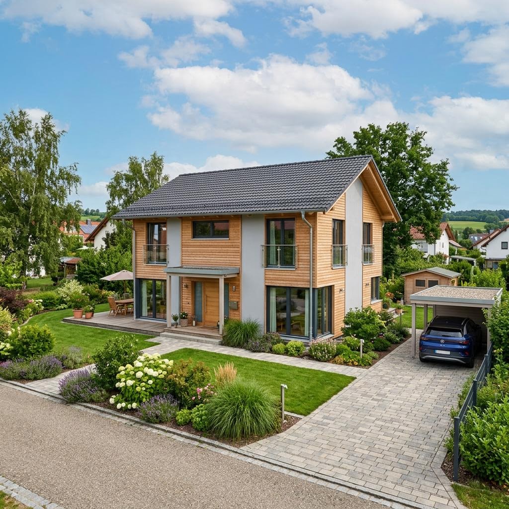 Familienhaus Achental 118 von Chiemgauer Holzhaus Einfamilienhaus Familienhaus Achental 118 von Chiemgauer Holzhaus — kompaktes Vollholzhaus mit Satteldach und 118 m²