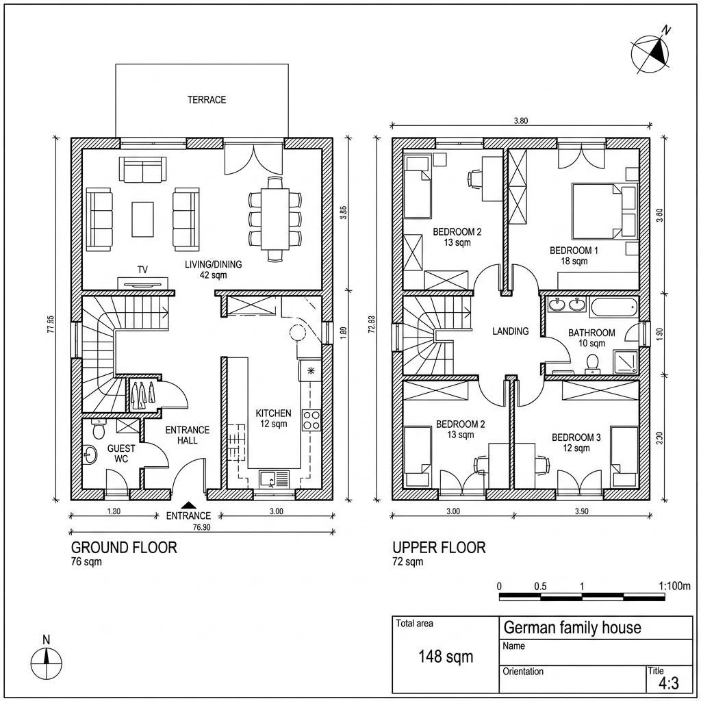 Grundriss Landhaus Schlepp 148 von Deutsche Neubau