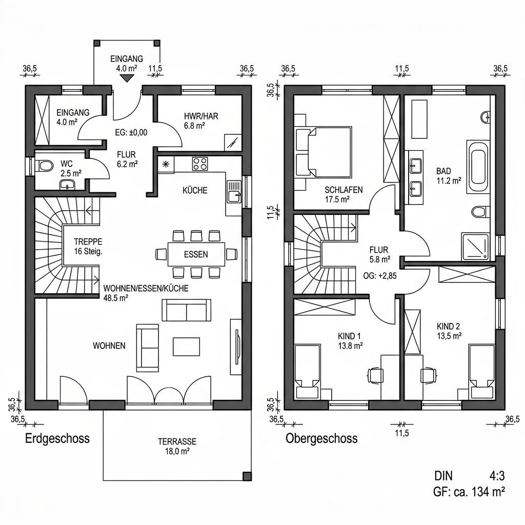 Einfamilienhaus Waldkante 134 von ECO System HAUS — Holzrahmenbau mit rund 134 m²