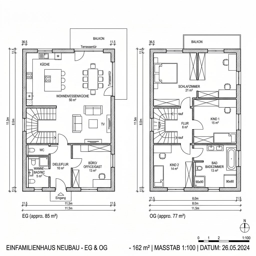 Grundriss Öko Familie 162 Grundriss Öko Familie 162 von ECO System HAUS