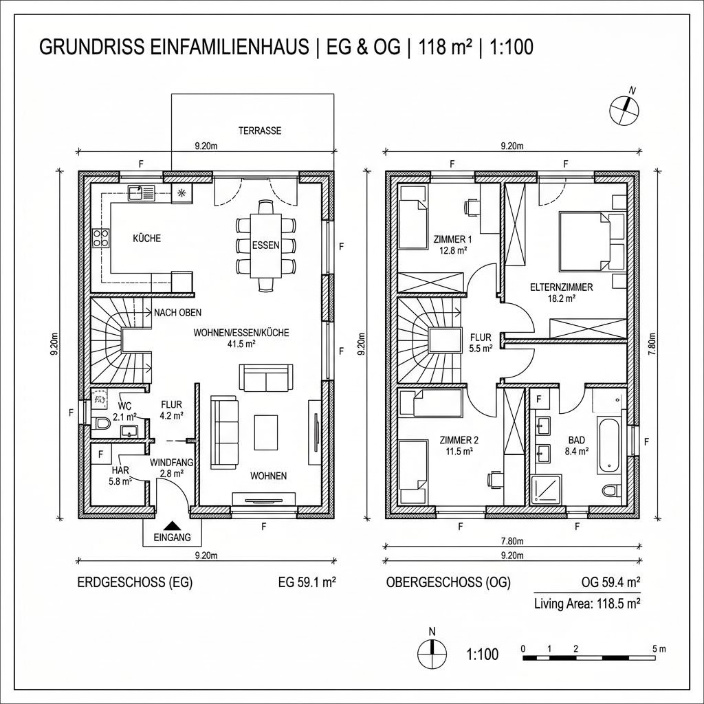 Grundriss Multitalent 118 Pult von Fertighaus WEISS
