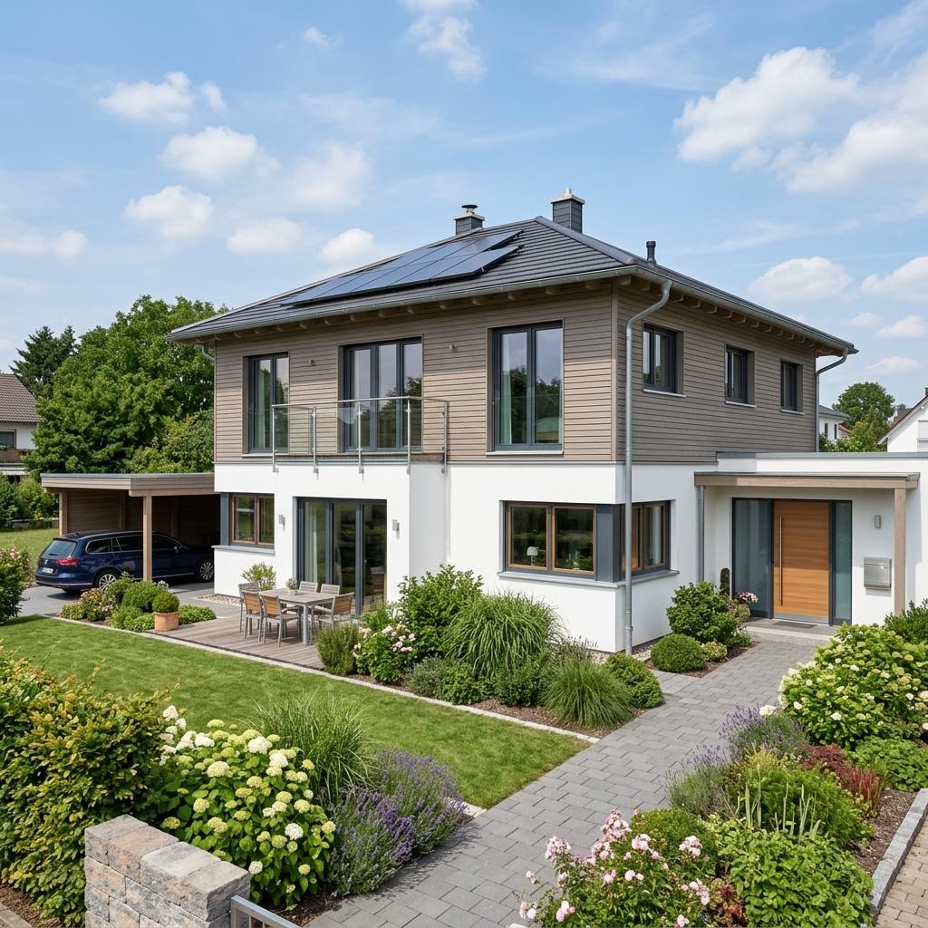 Multitalent 135 Walmdach von Fertighaus WEISS Einfamilienhaus Multitalent 135 Walmdach von Fertighaus WEISS — Holzfertighaus mit Walmdach