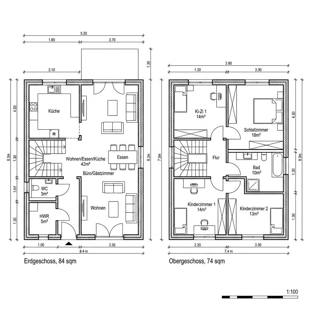 Grundriss Familienhaus Tanne 158 Grundriss Familienhaus Tanne 158 von Frammelsberger Holzhaus