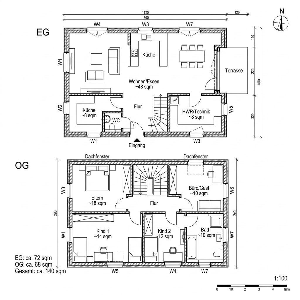 Grundriss Life 140 Ausbau von Haacke Haus