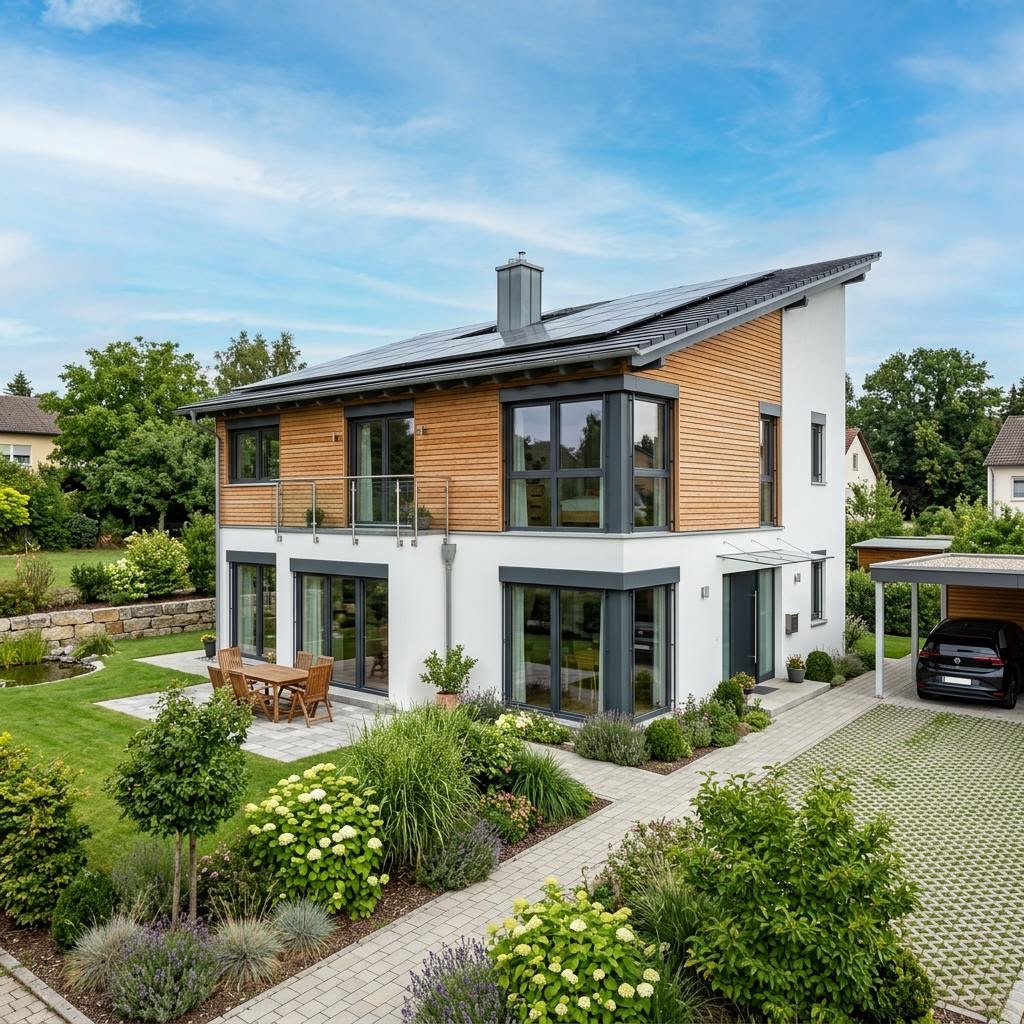 CITY 110 von Hartl Haus Einfamilienhaus CITY 110 von Hartl Haus — Echtholz-Fertighaus mit Pultdach und 110 m²